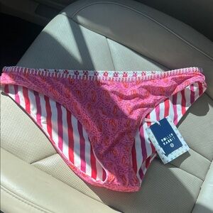 Roller Rabbit Pink Reversible Seahorse Stripe Bikini Bottom